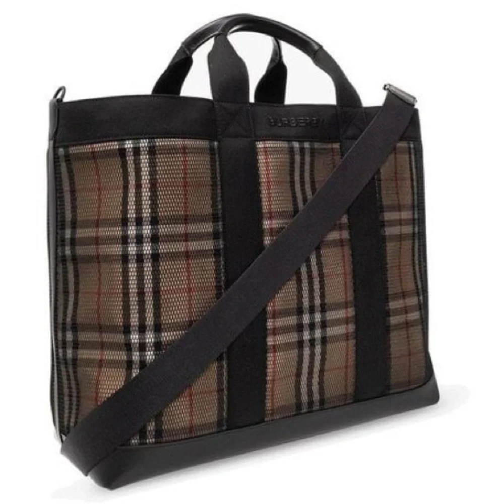 NWT Authentic Burberry Ormond Check Tote Archive Beige Travel Bag